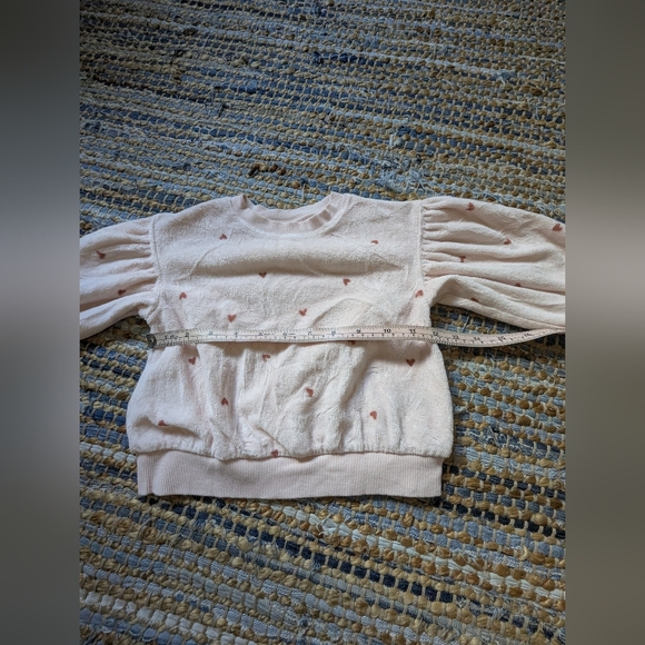 Pink Heart Terry Pullover 2T Puff Sleeve Cozy Valentine Toddler Sweater Sweatshi - Picture 4 of 7